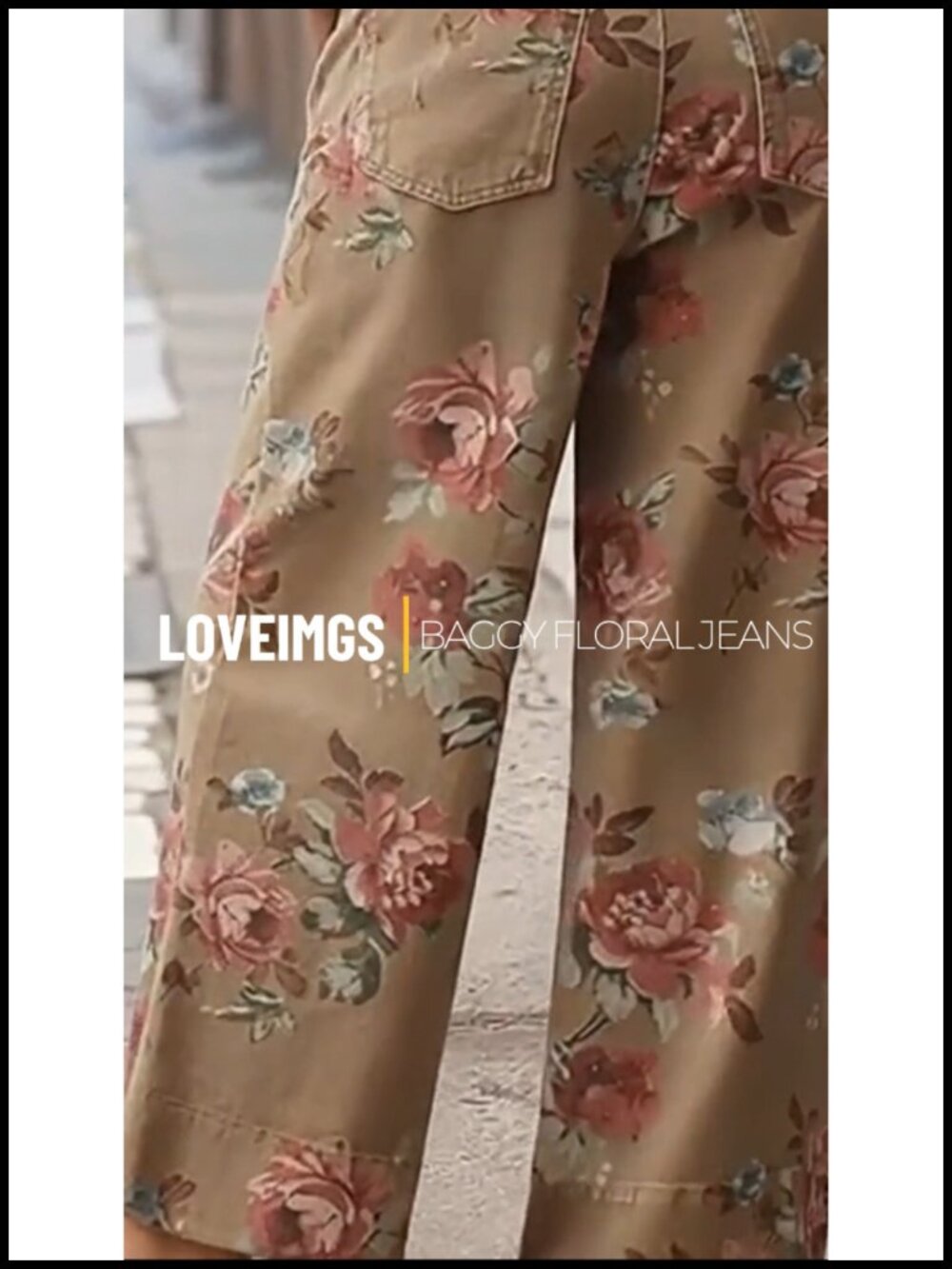 Mid Rise Cropped Wide Leg Floral Jeans Denim Palazzo Pants - Picture 6 of 6
